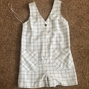 Top shop white plaid romper